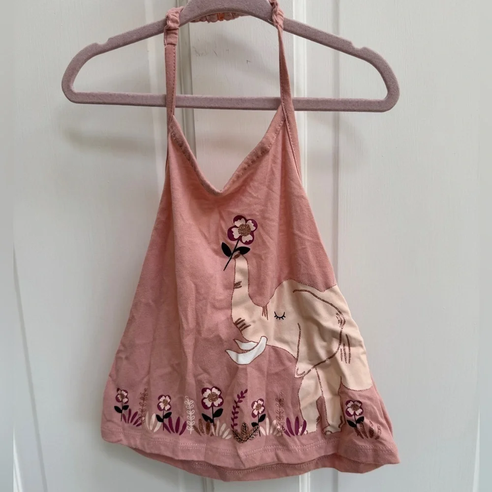 The Children's Place 2T Girls Pink Elephant Floral Camisole Halter Top Blouse